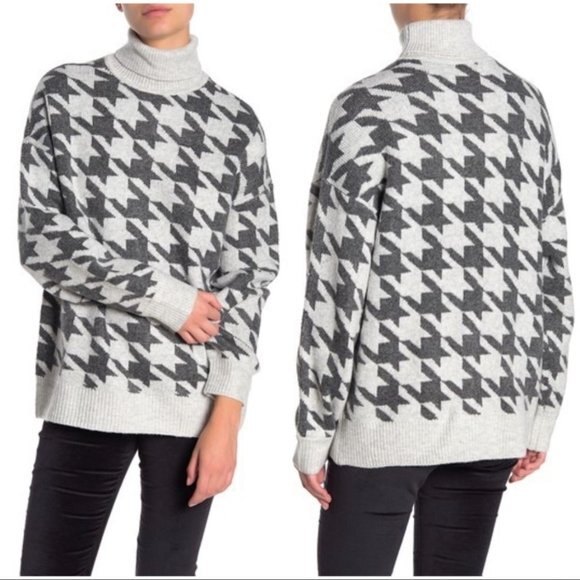 Vince Camuto Cozy Houndstooth Turtleneck Sweater 1X - Picture 1 of 10